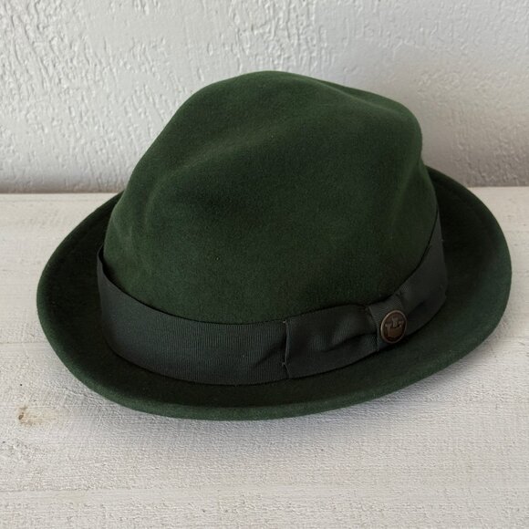Goorin Bros Fedora Hat Green Wool Felt Grosgrain Band Lined Size XL - Picture 1 of 5
